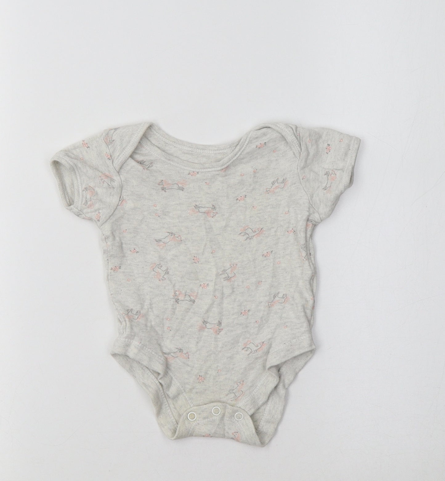 George Baby Grey Floral Cotton Romper One-Piece Size 6-9 Months