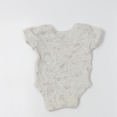 George Baby Grey Floral Cotton Romper One-Piece Size 6-9 Months