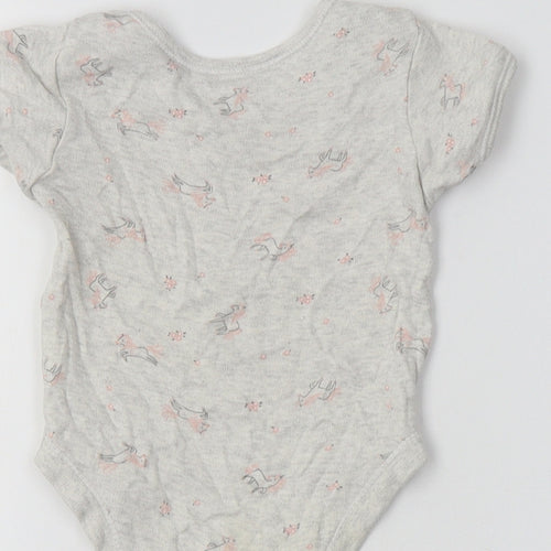 George Baby Grey Floral Cotton Romper One-Piece Size 6-9 Months