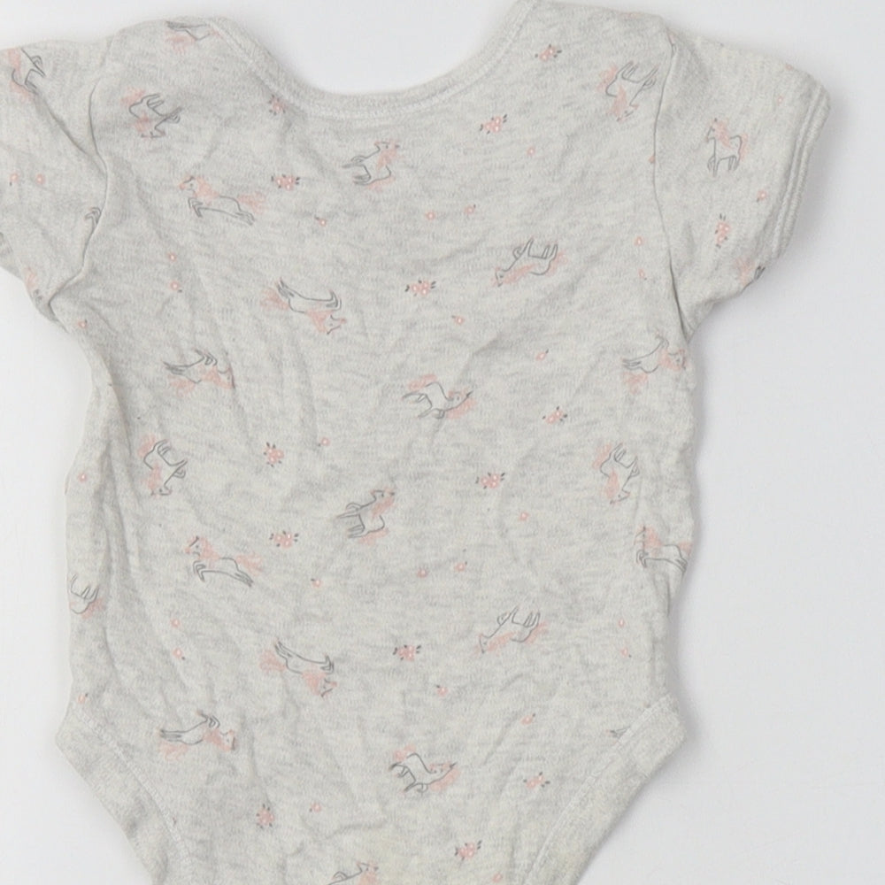 George Baby Grey Floral Cotton Romper One-Piece Size 6-9 Months