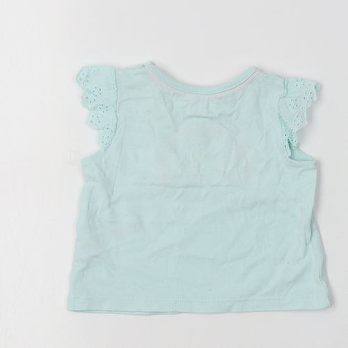 F&F Baby Blue  Cotton Basic Blouse Size 0-3 Months Crew Neck  - Rainbow