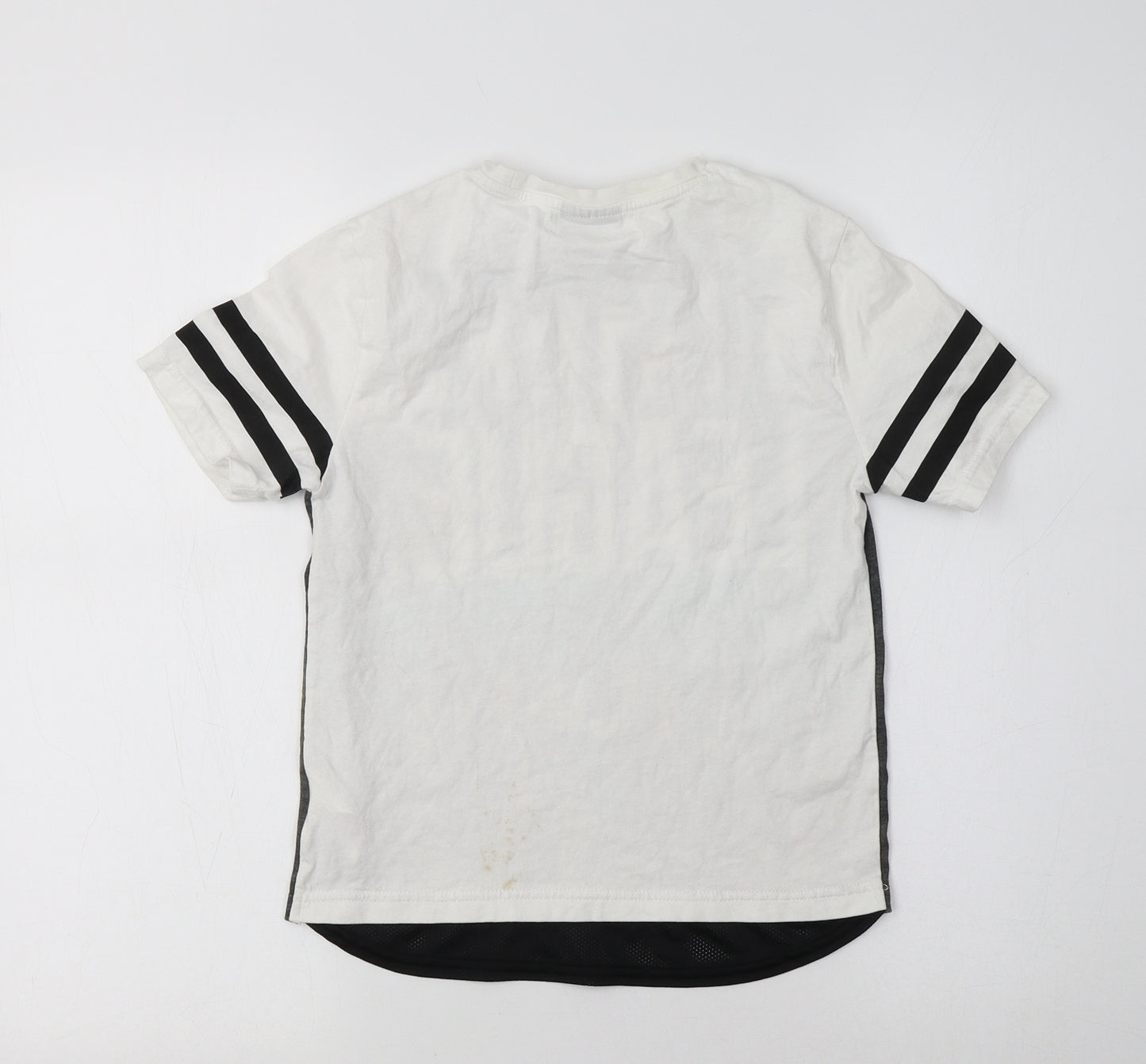 F&F Boys White Striped Polyester Basic T-Shirt Size 5-6 Years Crew Neck  - Justice League