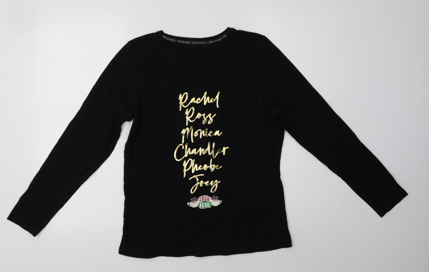 George Womens Black  Cotton Basic T-Shirt Size 12 Crew Neck - Friends Central Perk