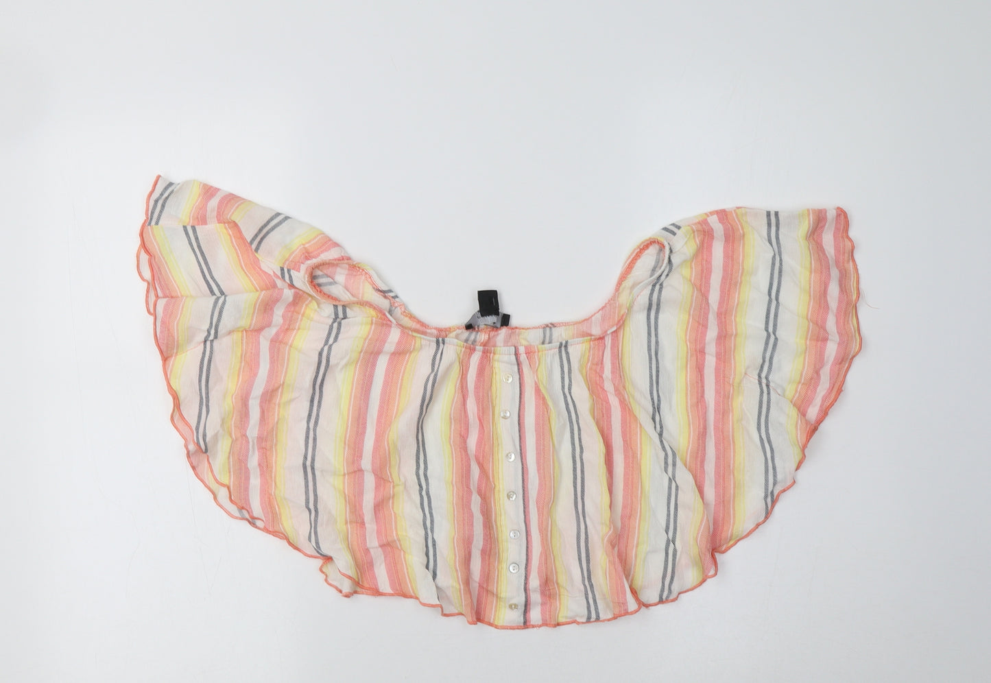 Primark Womens Multicoloured Striped Viscose Cropped Blouse Size 14 Off the Shoulder