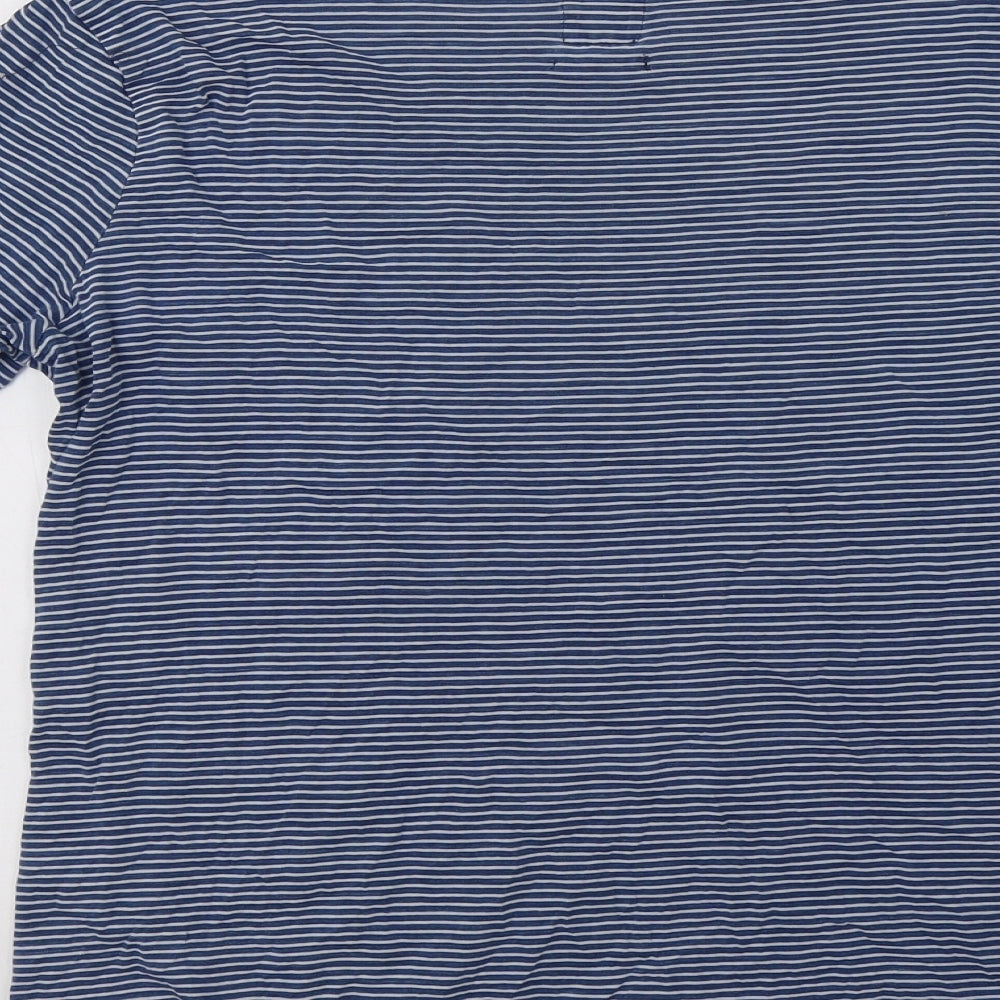 Fat Face Womens Blue Striped Cotton Basic T-Shirt Size 12 Boat Neck