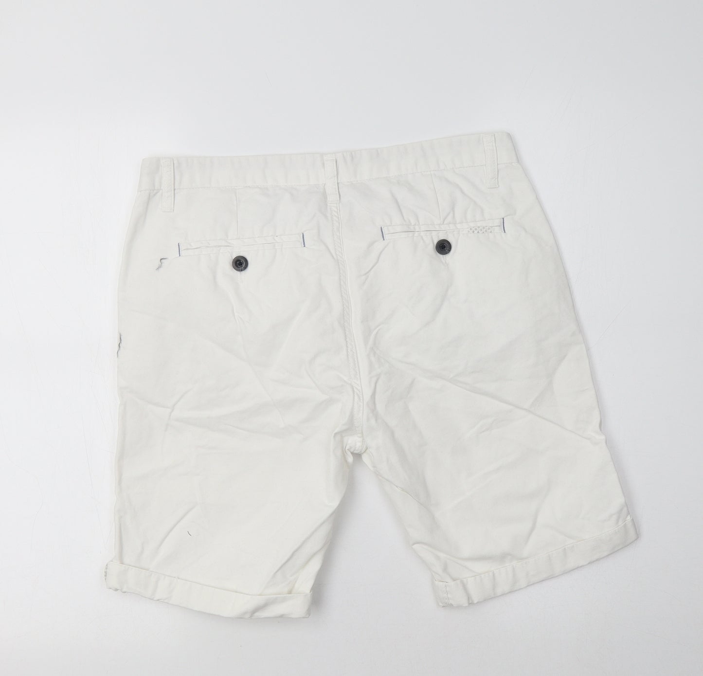 Primark Womens White  Cotton Chino Shorts Size 12 L10 in Regular