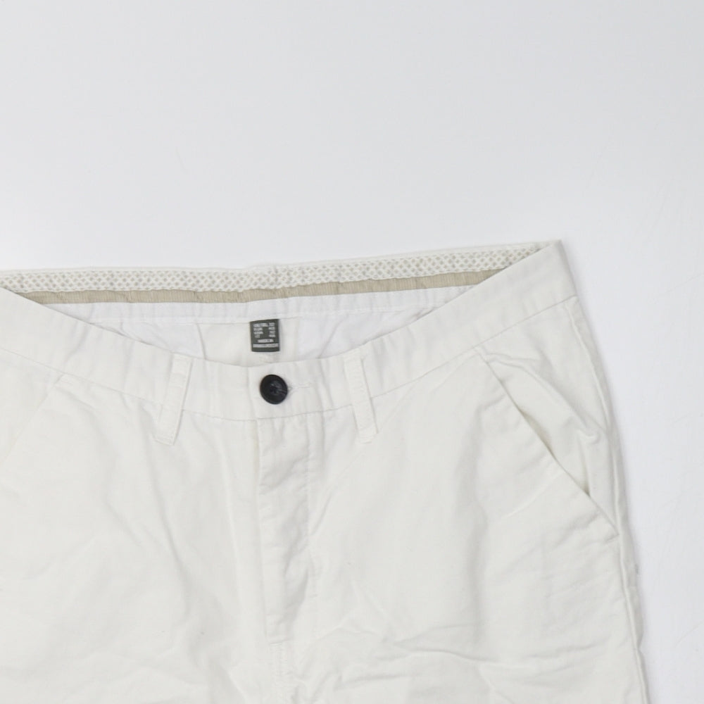 Primark Womens White  Cotton Chino Shorts Size 12 L10 in Regular