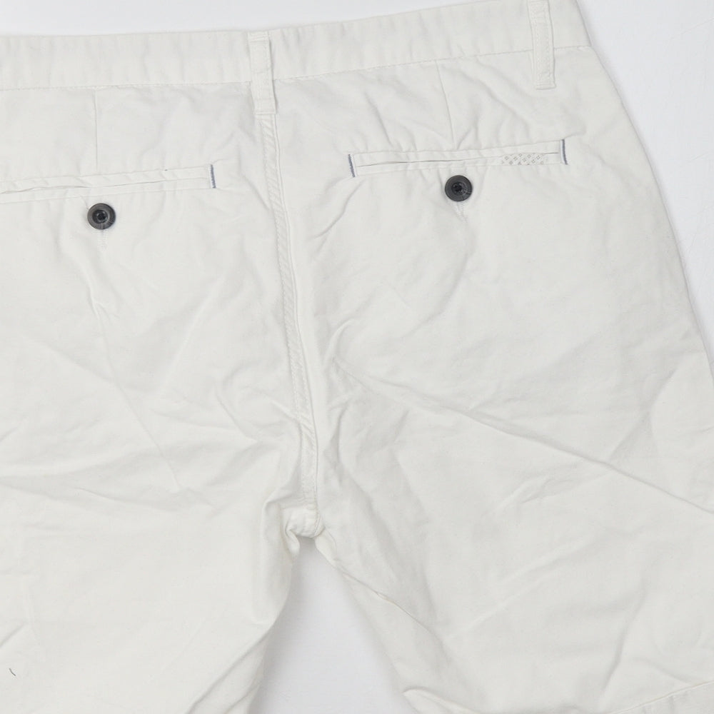 Primark Womens White  Cotton Chino Shorts Size 12 L10 in Regular