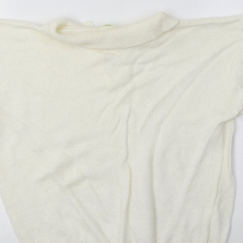 Canda Womens Ivory Collared  Acrylic Pullover Jumper Size M