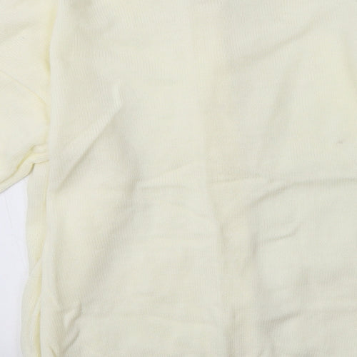 Emily Claire Womens Ivory Crew Neck  Acrylic Cardigan Jumper Size M