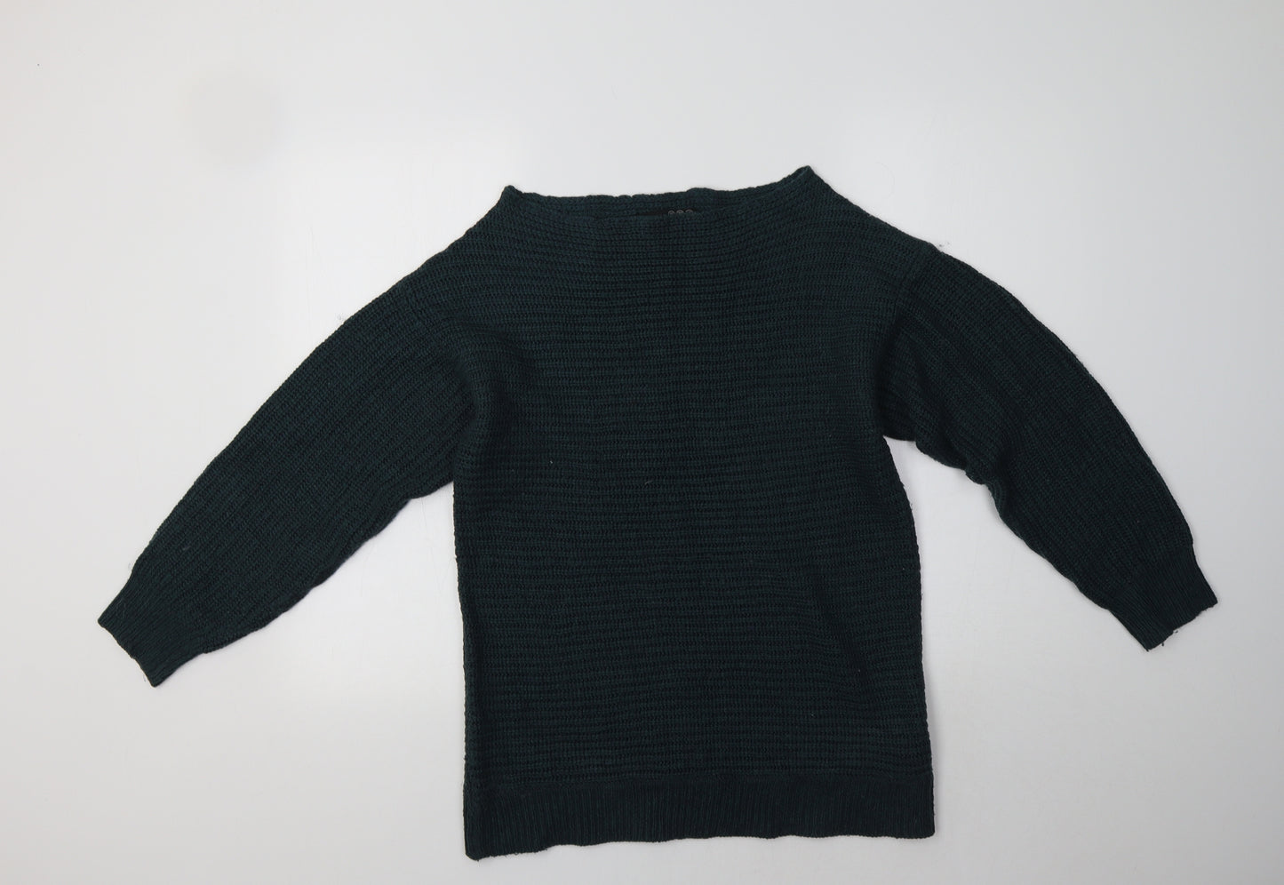 Primark Womens Green Boat Neck  Acrylic Pullover Jumper Size 10