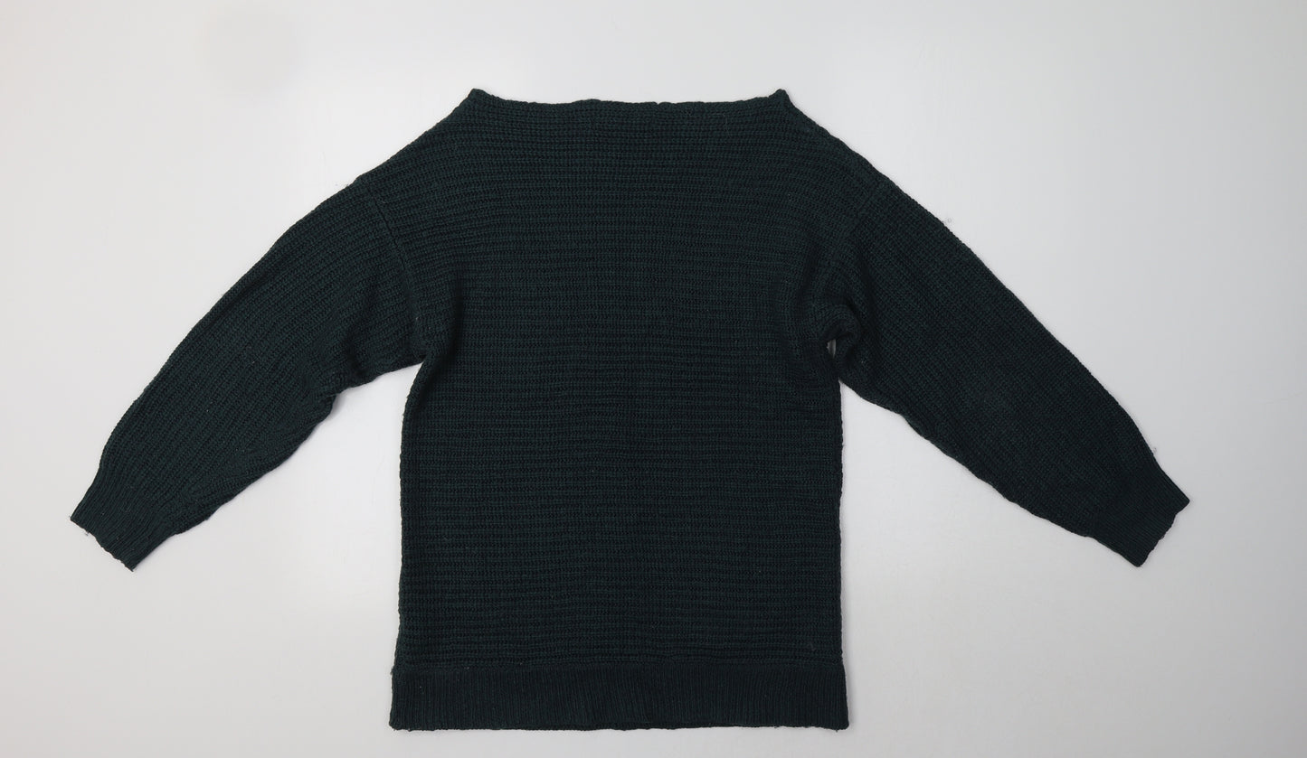 Primark Womens Green Boat Neck  Acrylic Pullover Jumper Size 10