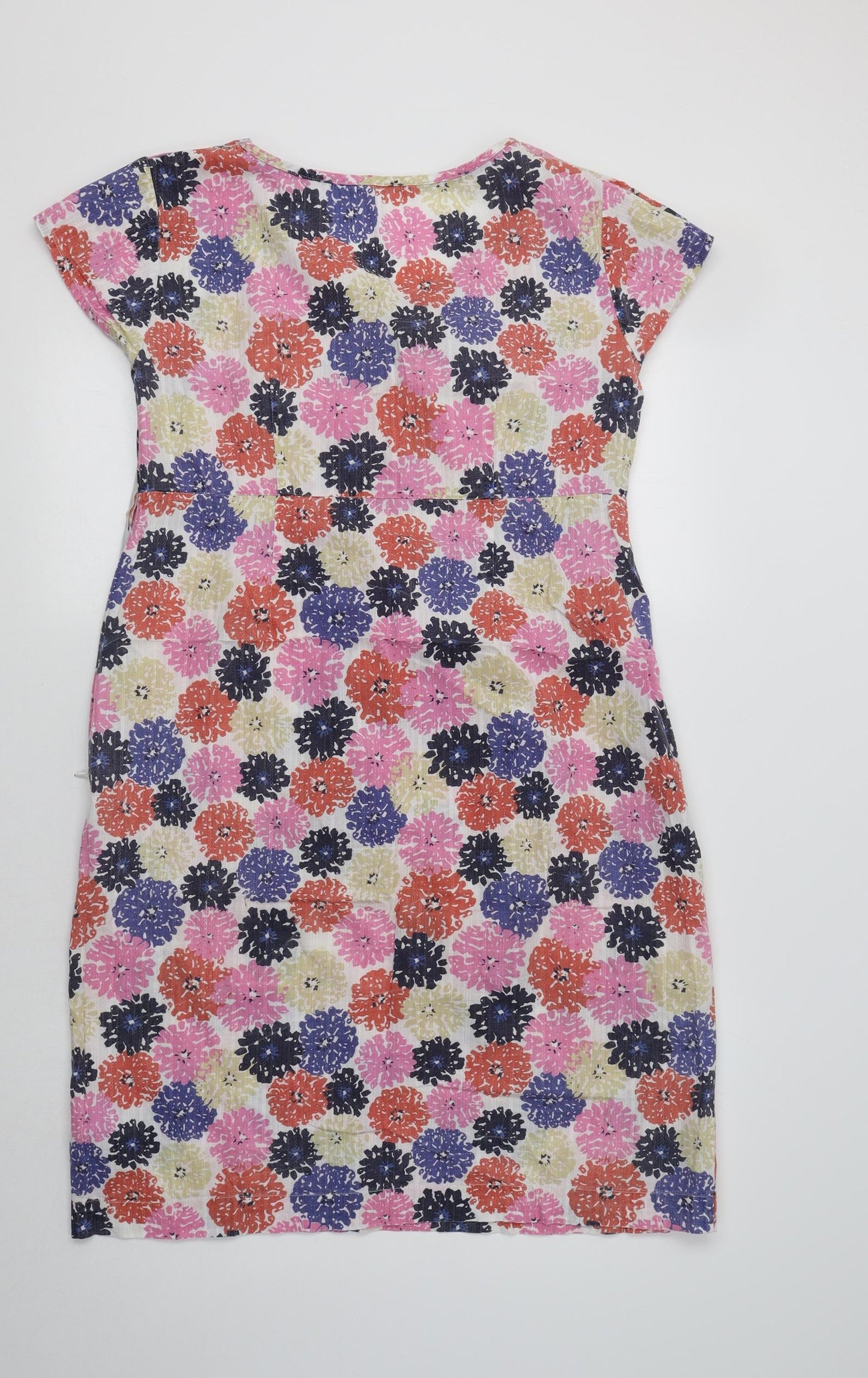 Preworn Womens Multicoloured Floral Cotton A-Line  Size 12 Crew Neck