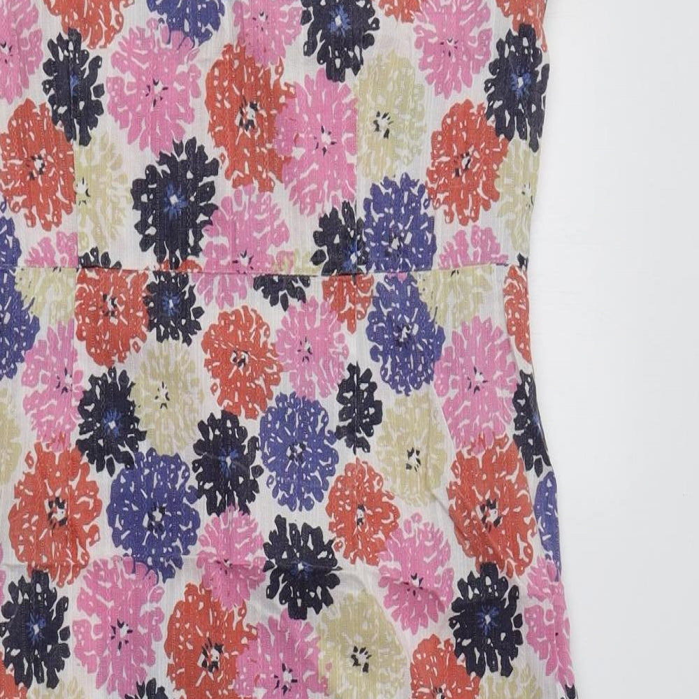 Preworn Womens Multicoloured Floral Cotton A-Line  Size 12 Crew Neck