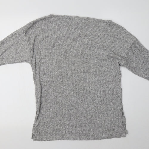 Miss Selfridge Womens Grey Boat Neck  Viscose Pullover Jumper Size 8
