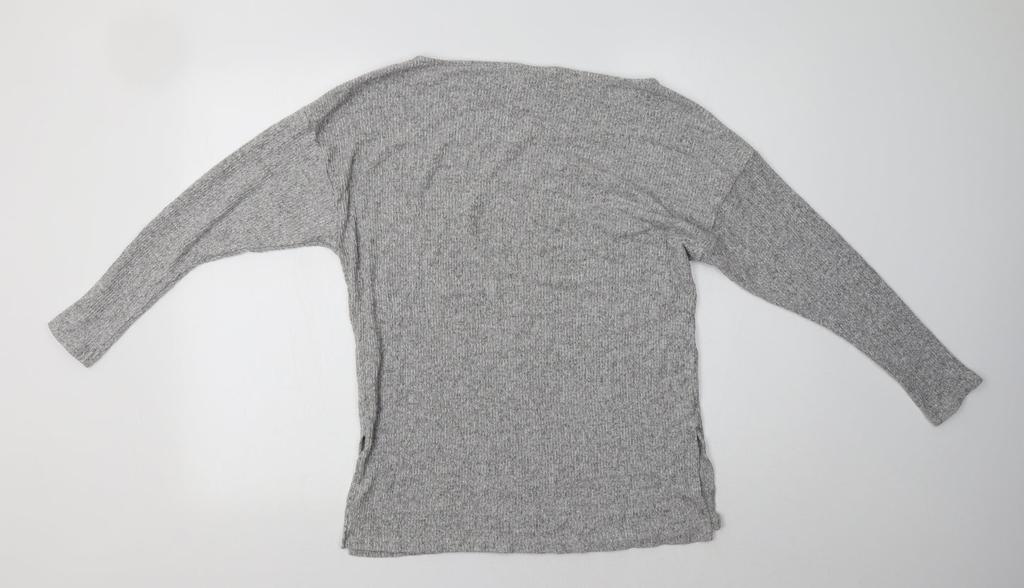 Miss Selfridge Womens Grey Boat Neck  Viscose Pullover Jumper Size 8