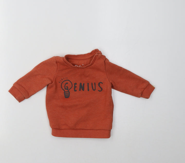 F&F Baby Orange  Cotton Pullover Jumper Size 0-3 Months