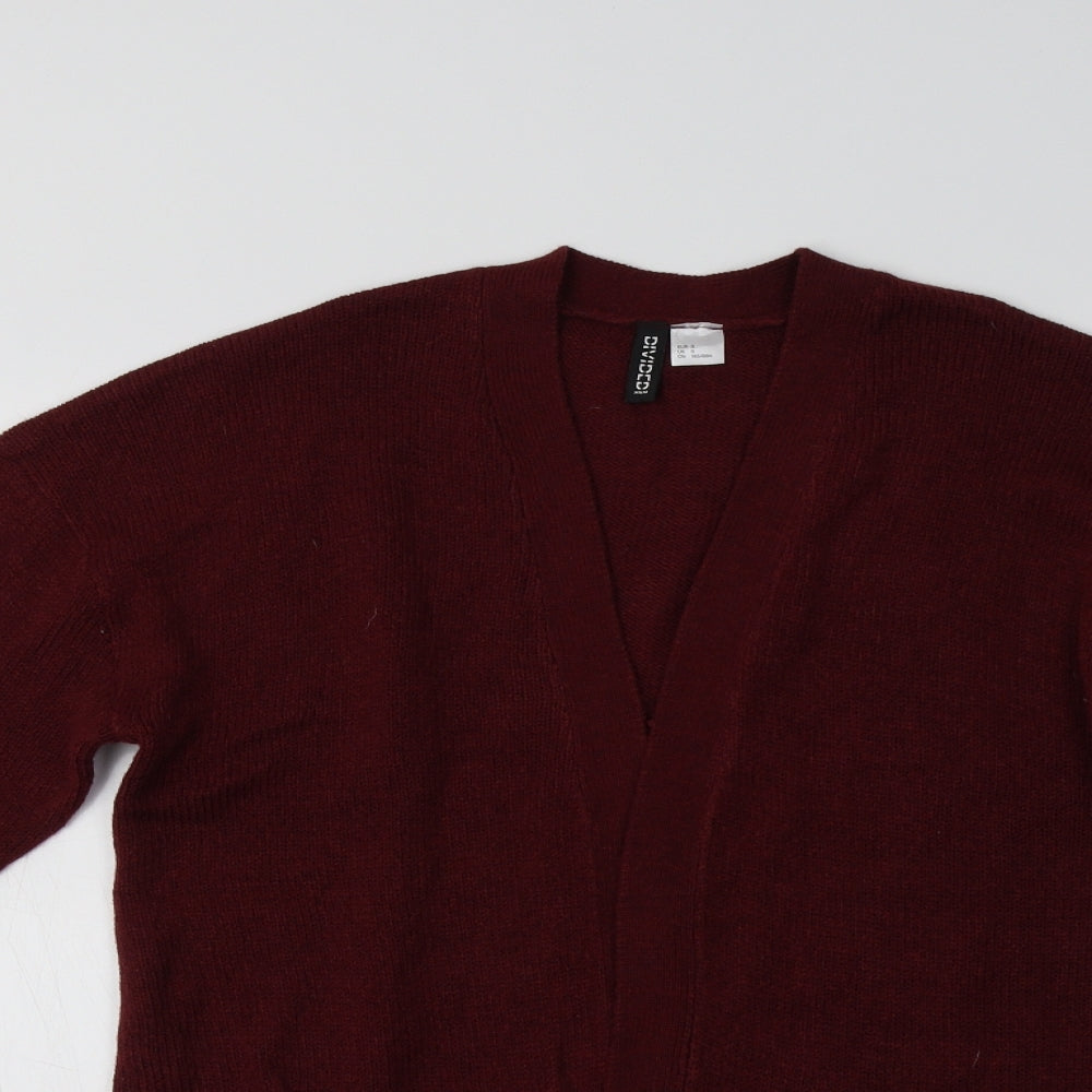 H&M Womens Purple V-Neck  Acrylic Cardigan Jumper Size S