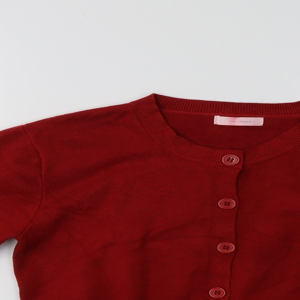The Lemon Womens Red Crew Neck   Cardigan Jumper Size S