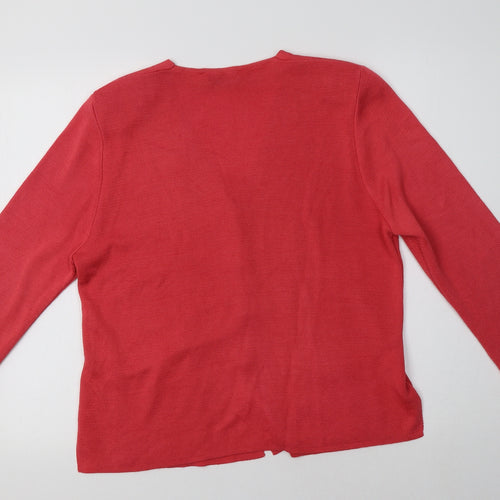 Doyca Womens Pink V-Neck  Acrylic Cardigan Jumper Size 14
