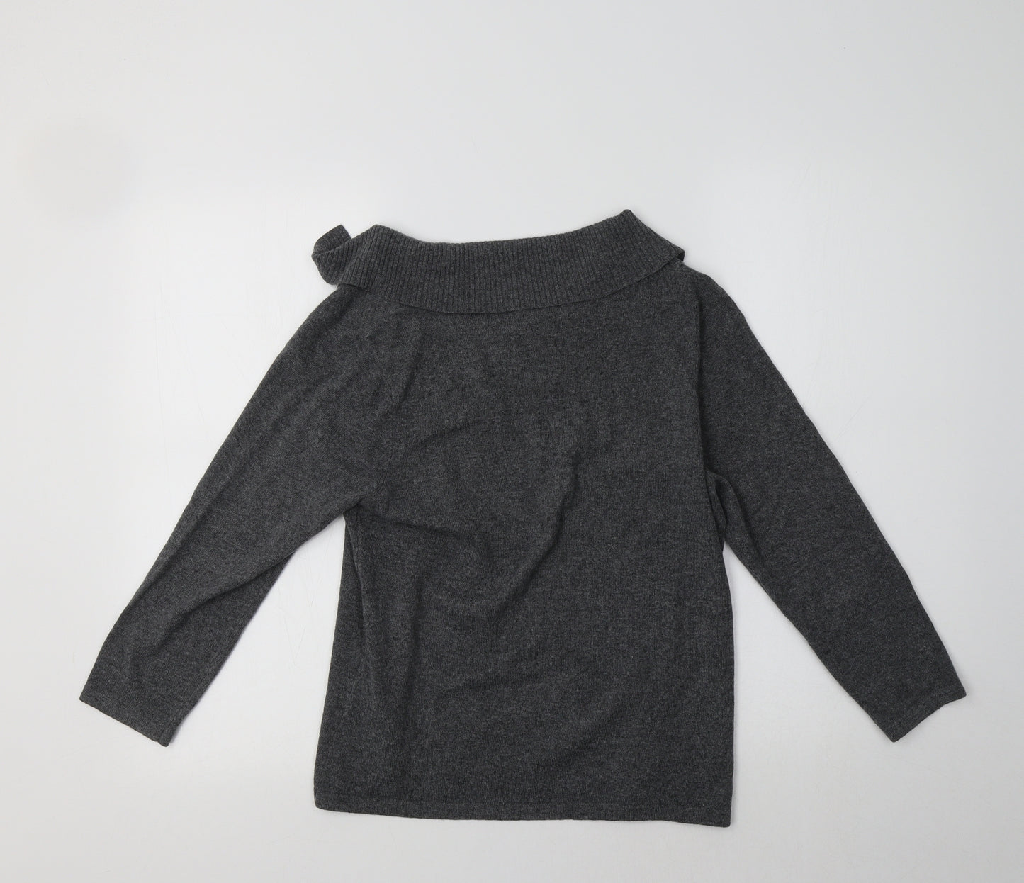 Precis Petite Womens Grey Collared  Viscose Pullover Jumper Size S