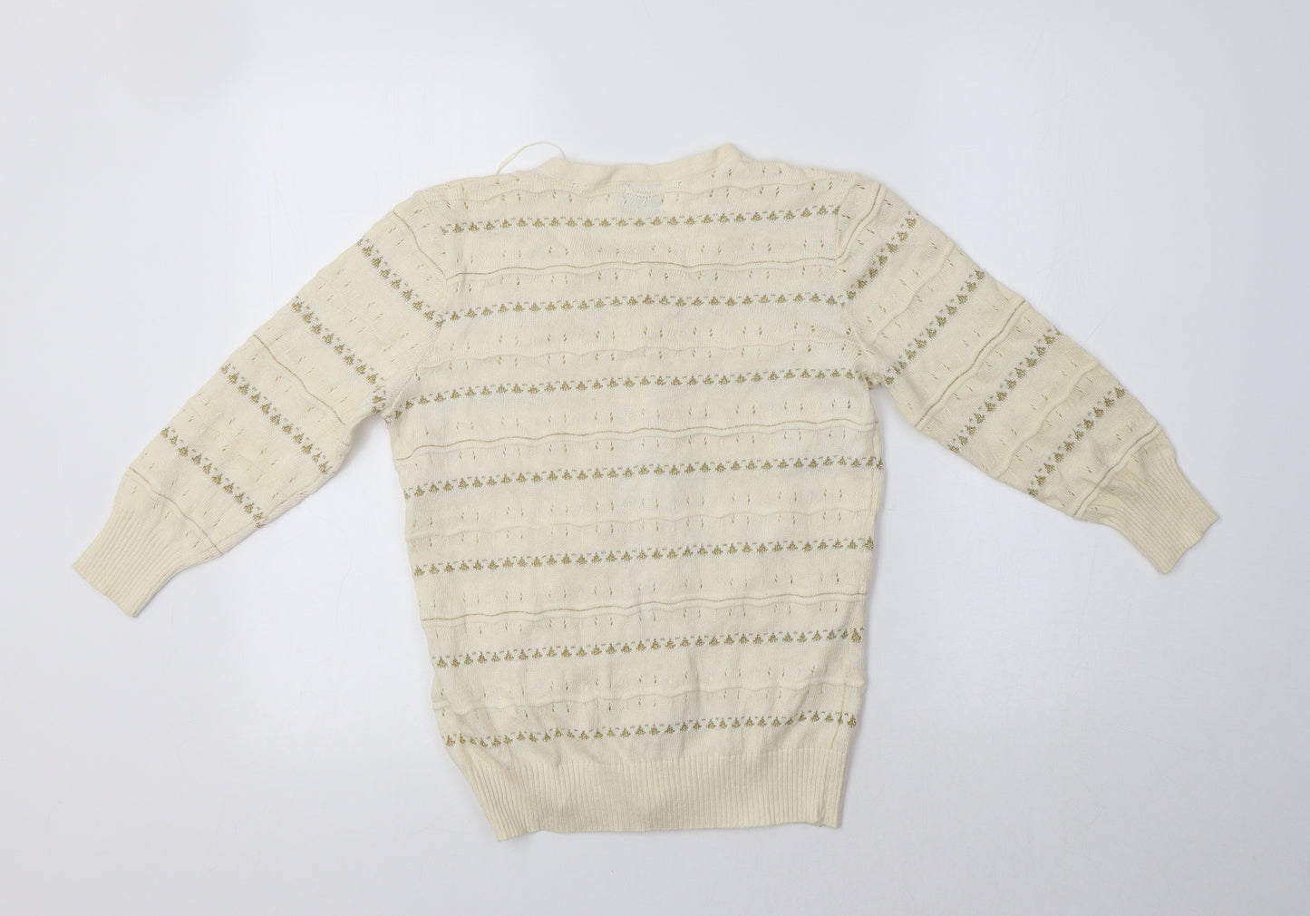 George Womens Ivory Crew Neck Fair Isle Acrylic Cardigan Jumper Size 10