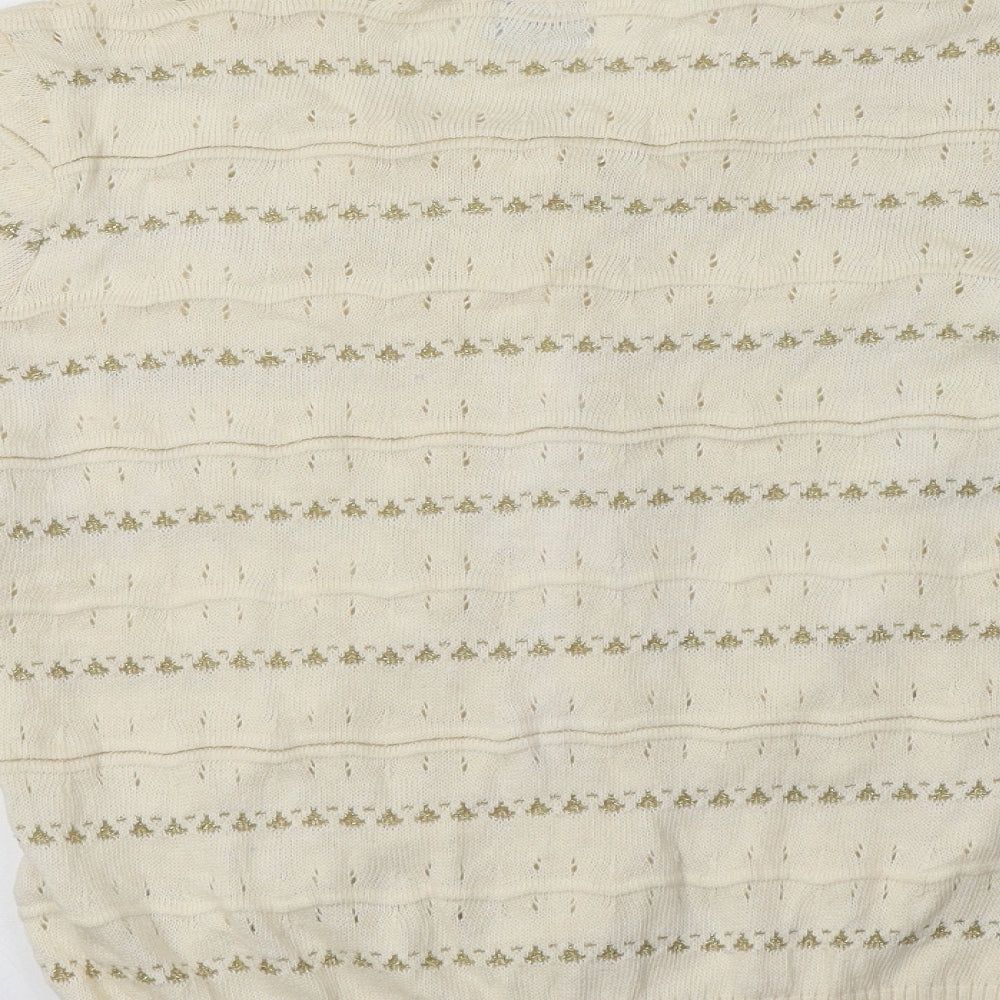 George Womens Ivory Crew Neck Fair Isle Acrylic Cardigan Jumper Size 10