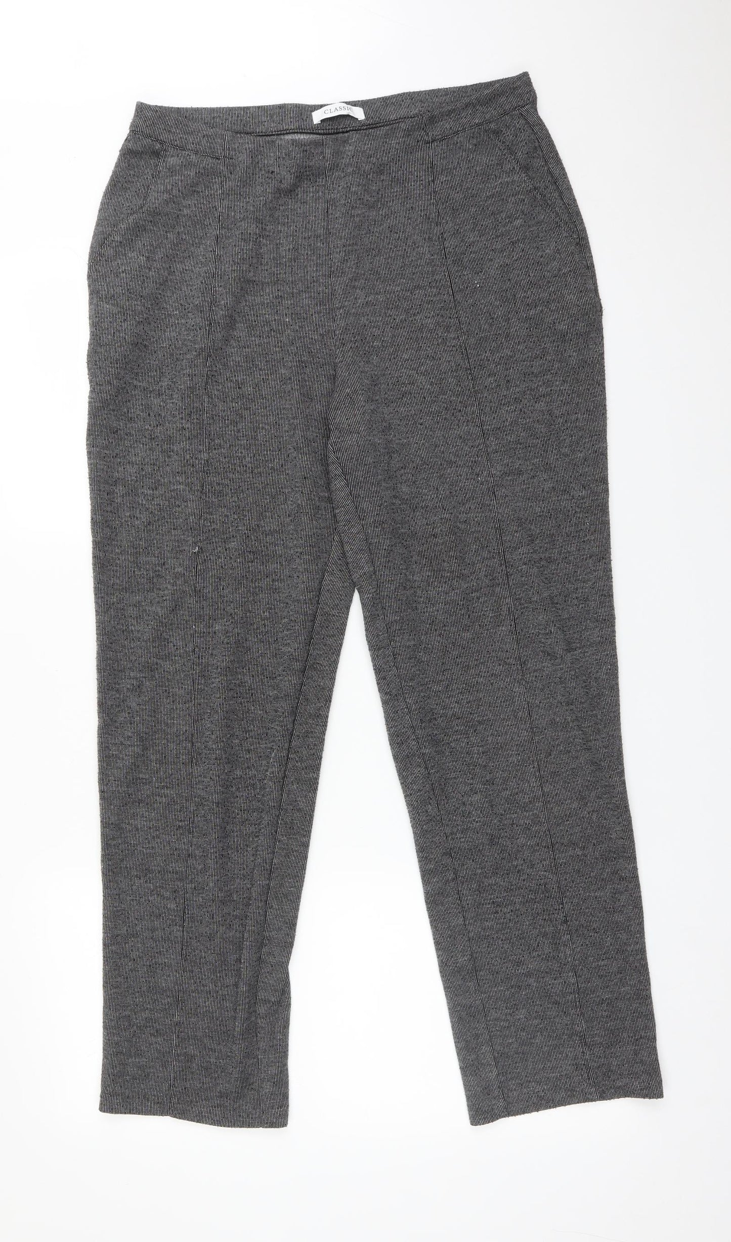 M&S Womens Black  Polyester Trousers  Size 14 L28 in Regular