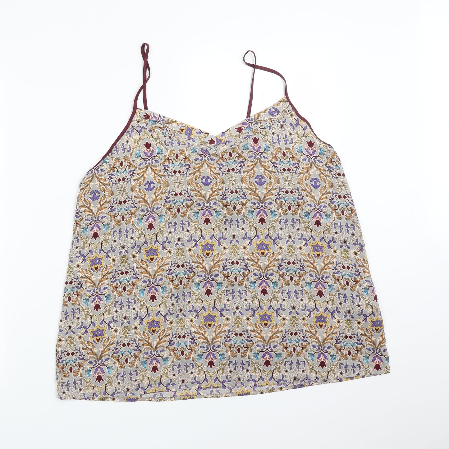 SECRET POSSESIONS Womens Multicoloured Floral Polyester Cami Pyjama Top Size L