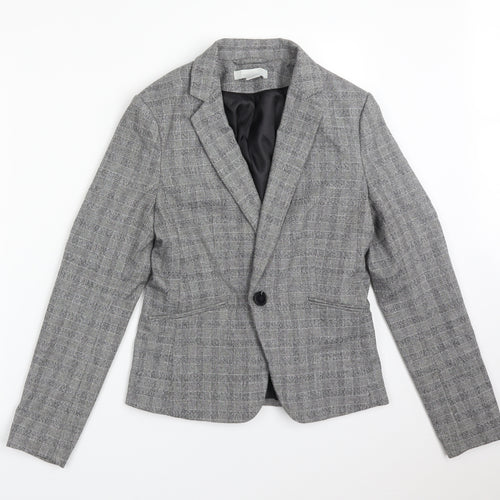 H&M Womens Multicoloured Check Polyester Jacket Suit Jacket Size 8