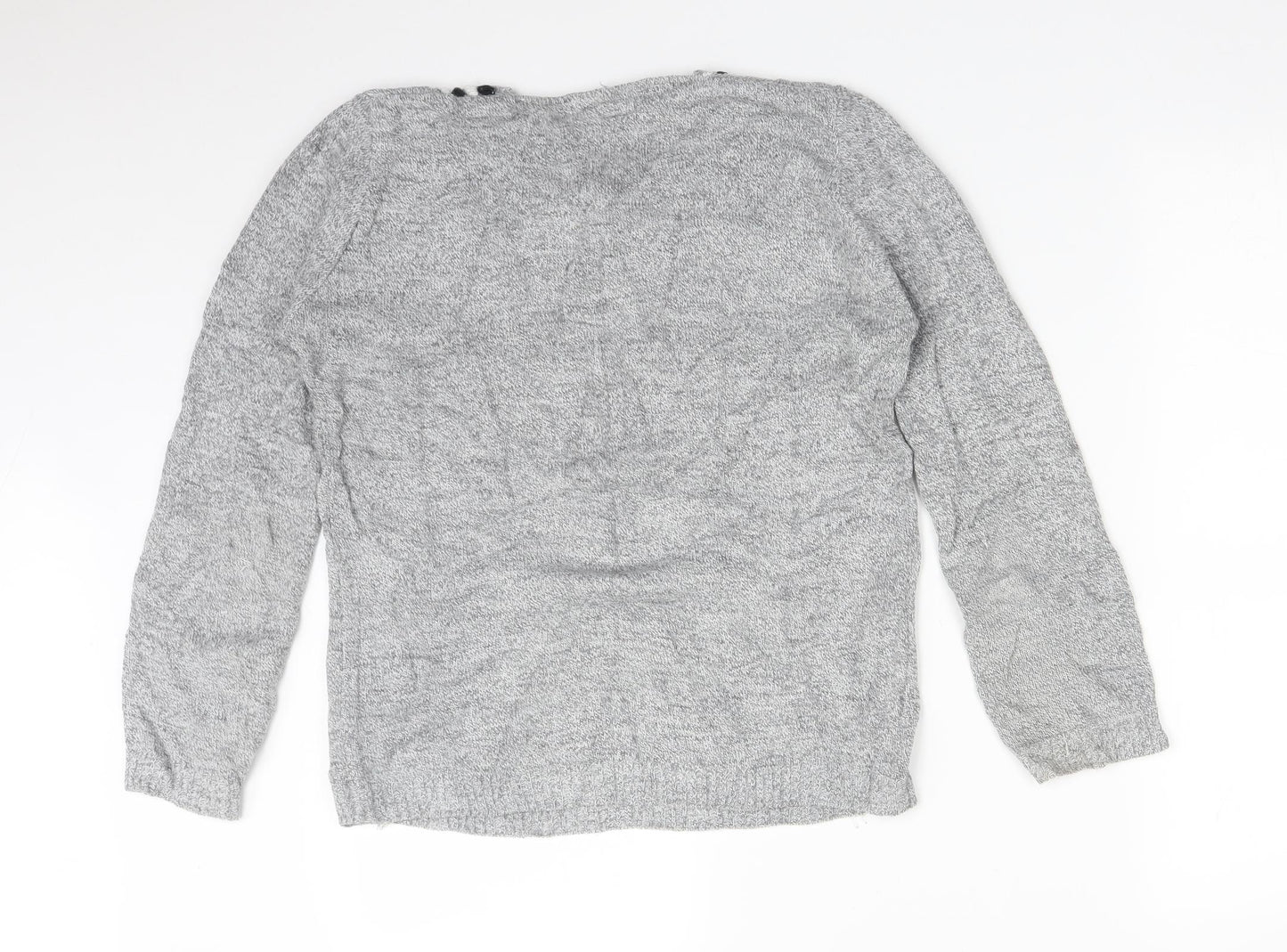 PURE & NATURAL Womens Grey  Acrylic Basic T-Shirt Size M Round Neck