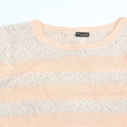 ORIGINALS Womens Multicoloured Striped Polyester Pullover Sweatshirt Size XL