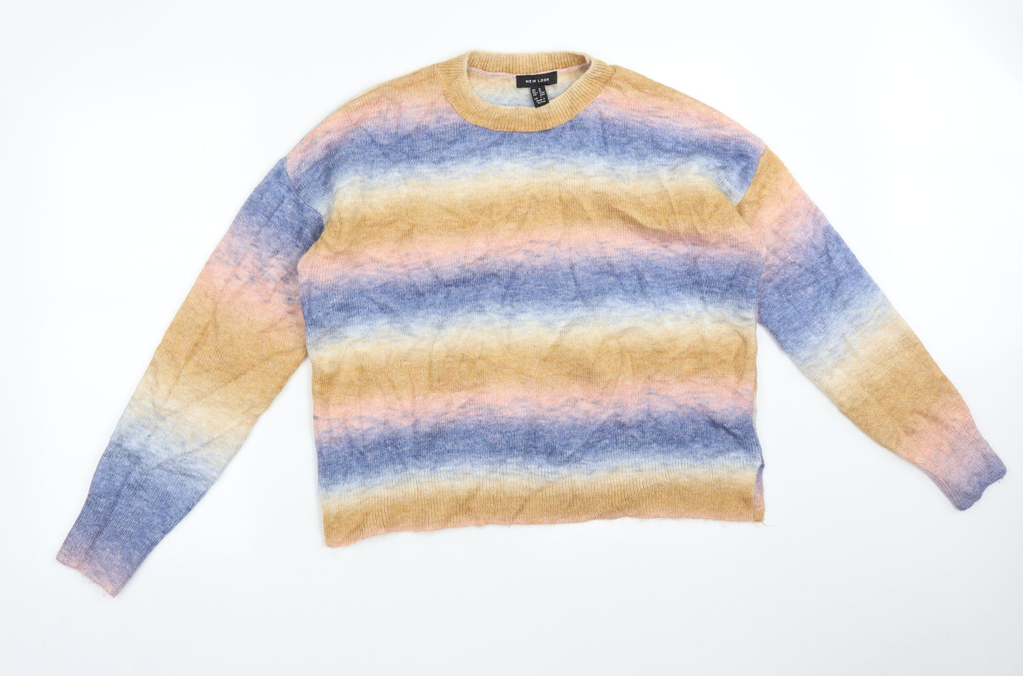 New Look Womens Multicoloured Striped Acrylic Pullover Sweatshirt Size M