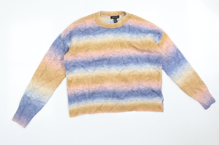 New Look Womens Multicoloured Striped Acrylic Pullover Sweatshirt Size M