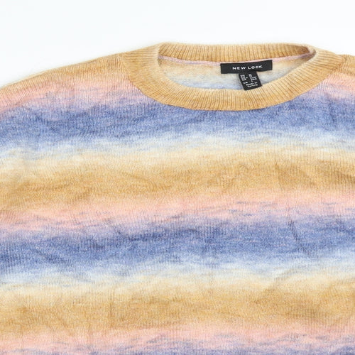 New Look Womens Multicoloured Striped Acrylic Pullover Sweatshirt Size M
