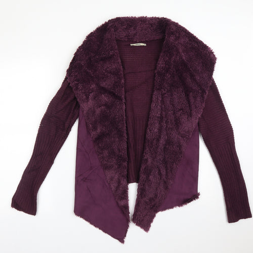 Oasis Womens Purple  Striped Acrylic Cardigan Jumper Size M