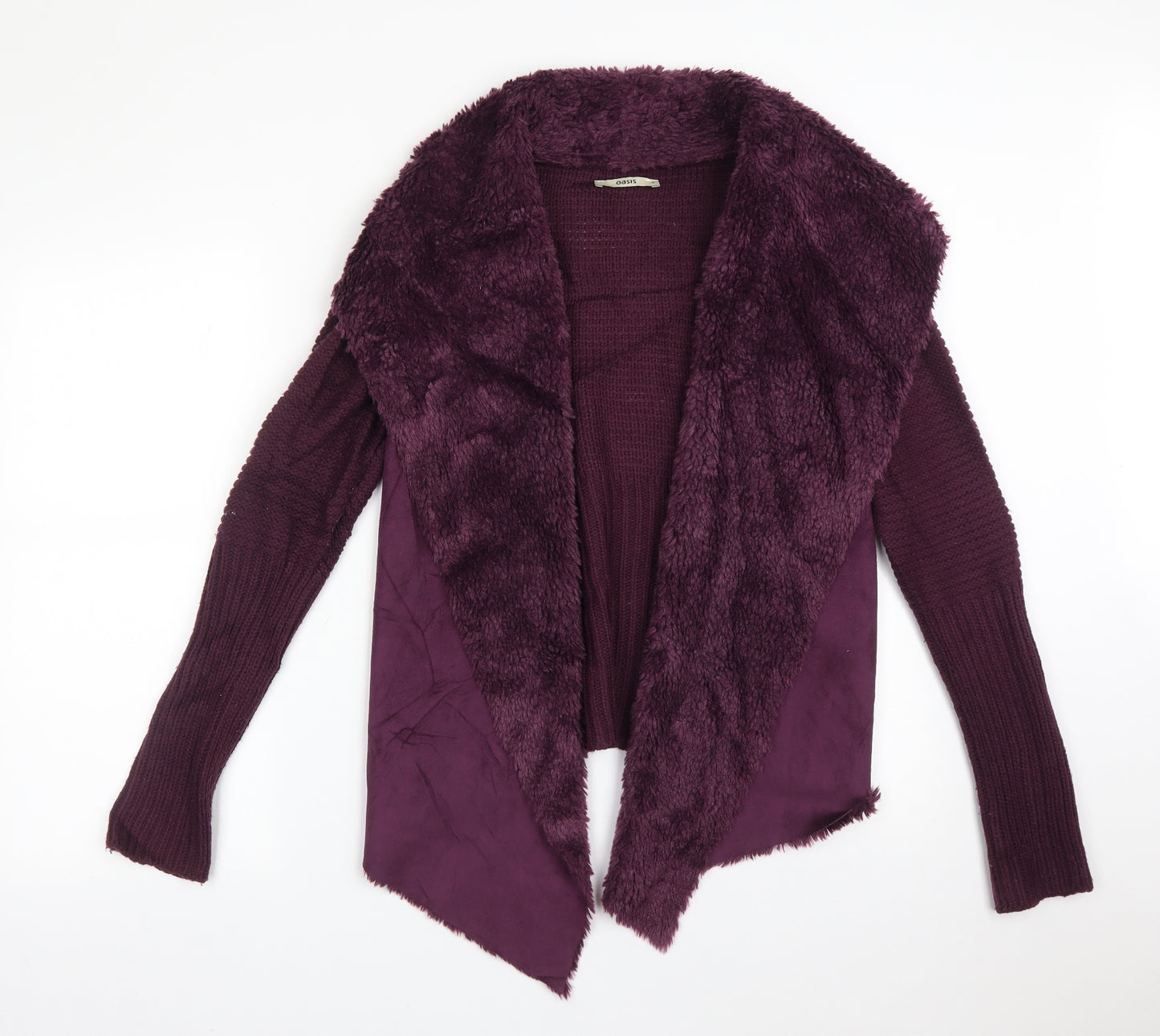 Oasis Womens Purple  Striped Acrylic Cardigan Jumper Size M