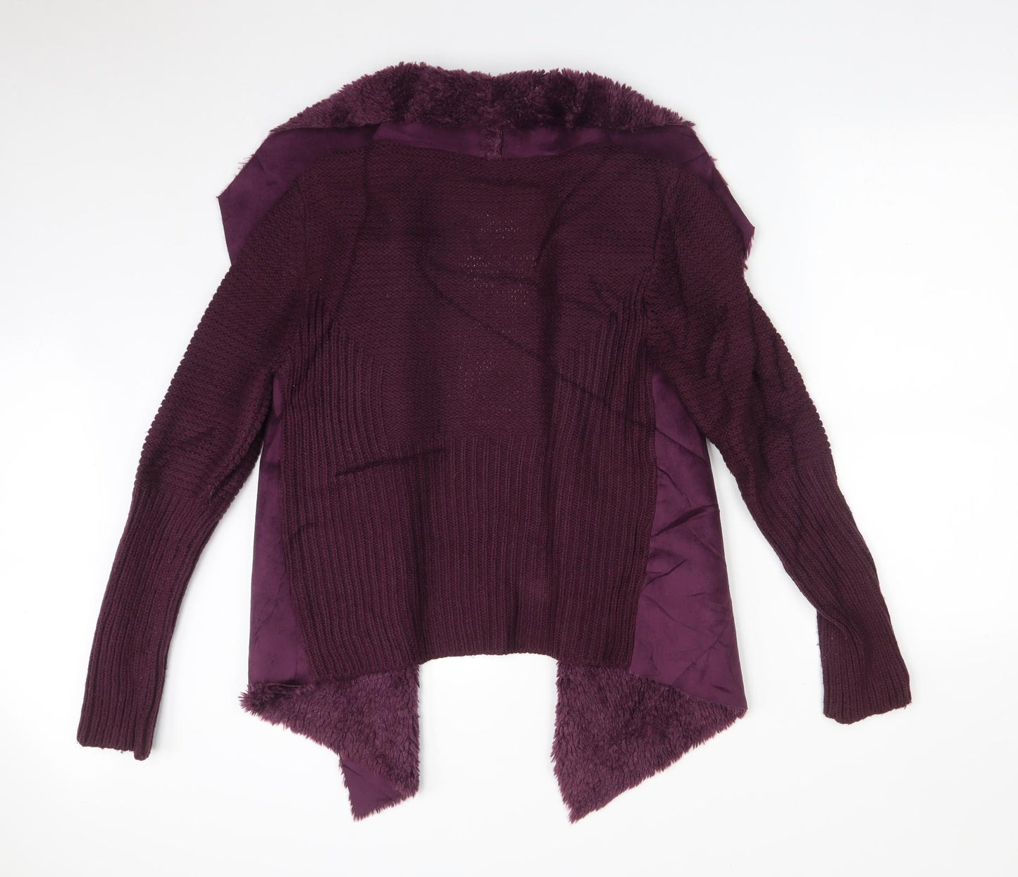 Oasis Womens Purple  Striped Acrylic Cardigan Jumper Size M