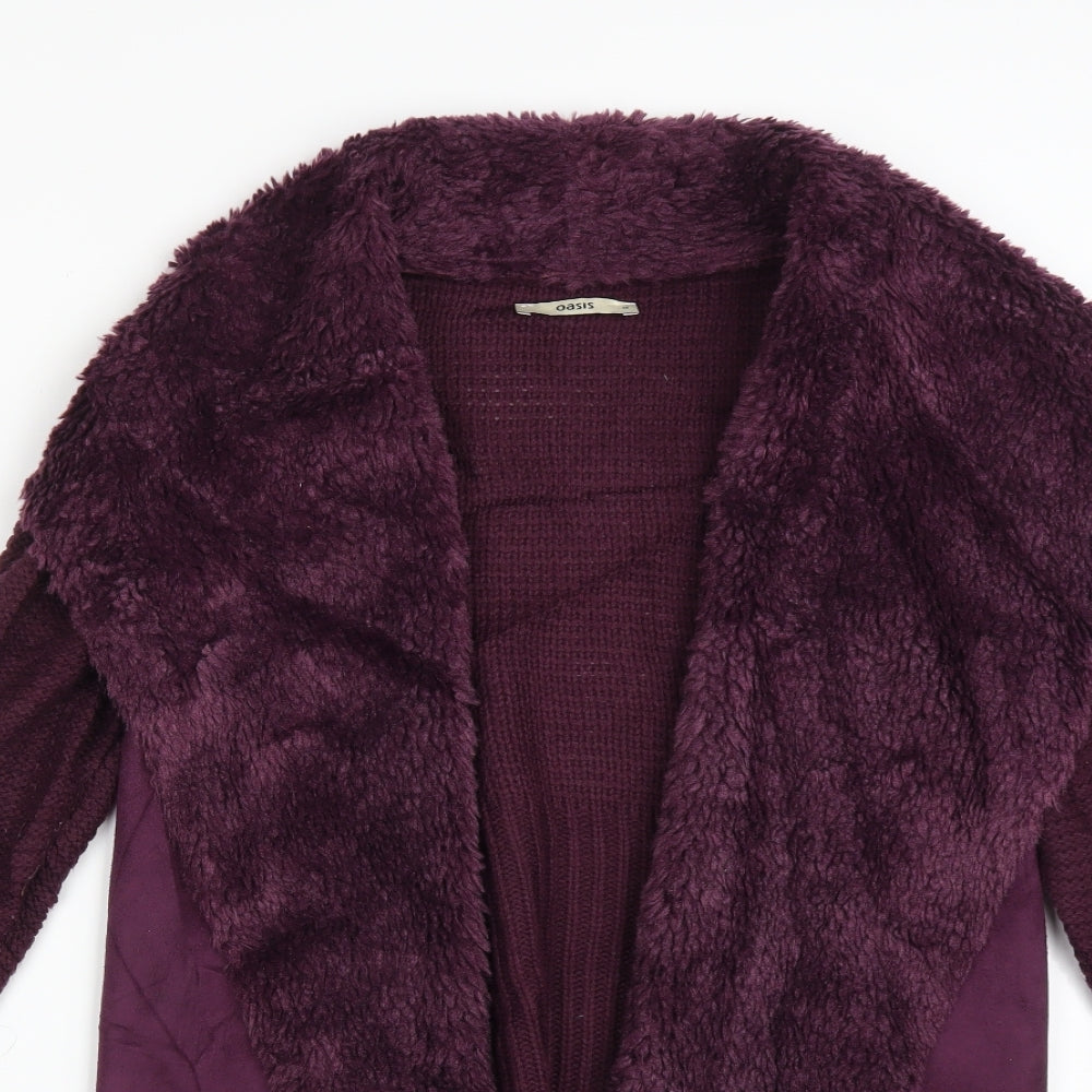 Oasis Womens Purple  Striped Acrylic Cardigan Jumper Size M