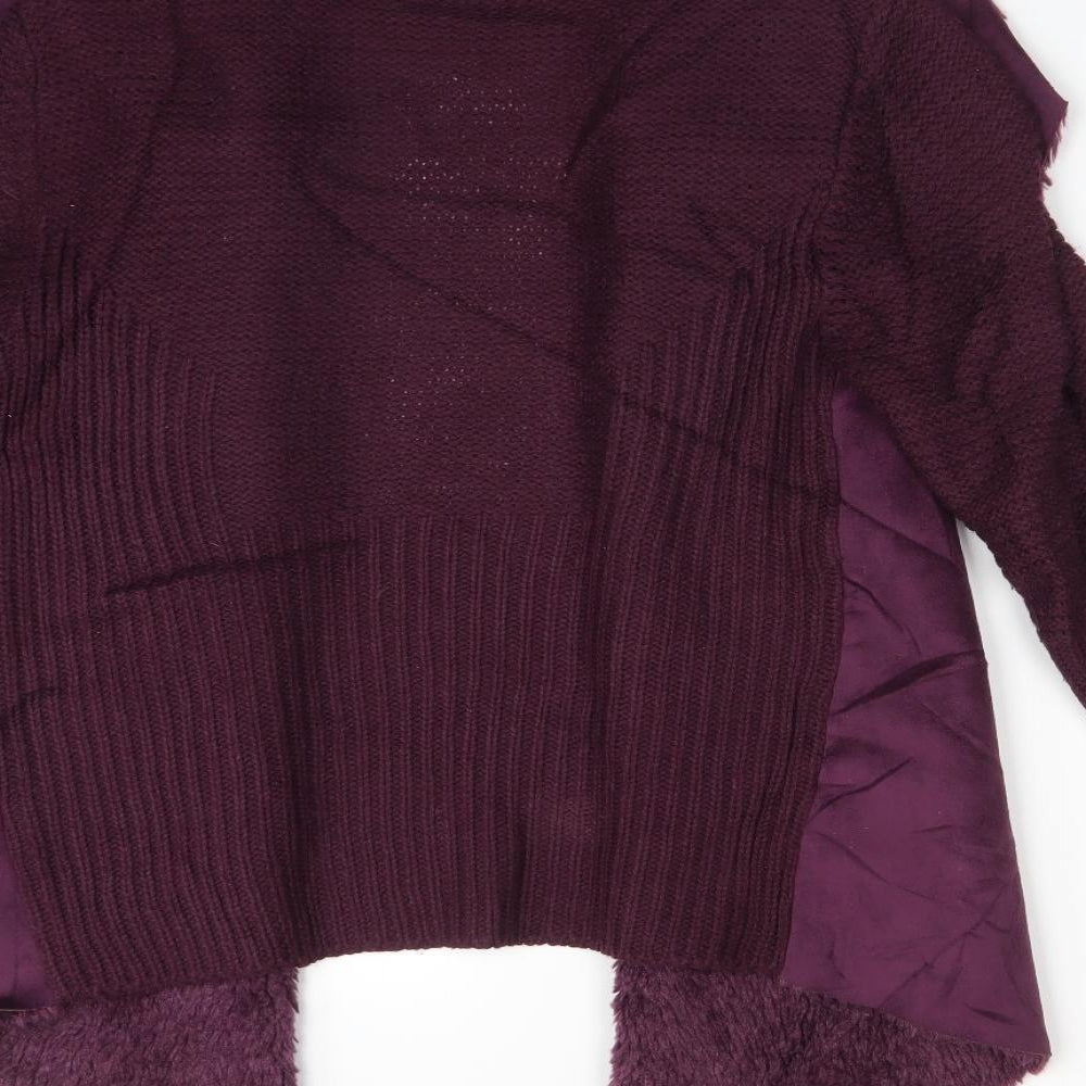 Oasis Womens Purple  Striped Acrylic Cardigan Jumper Size M