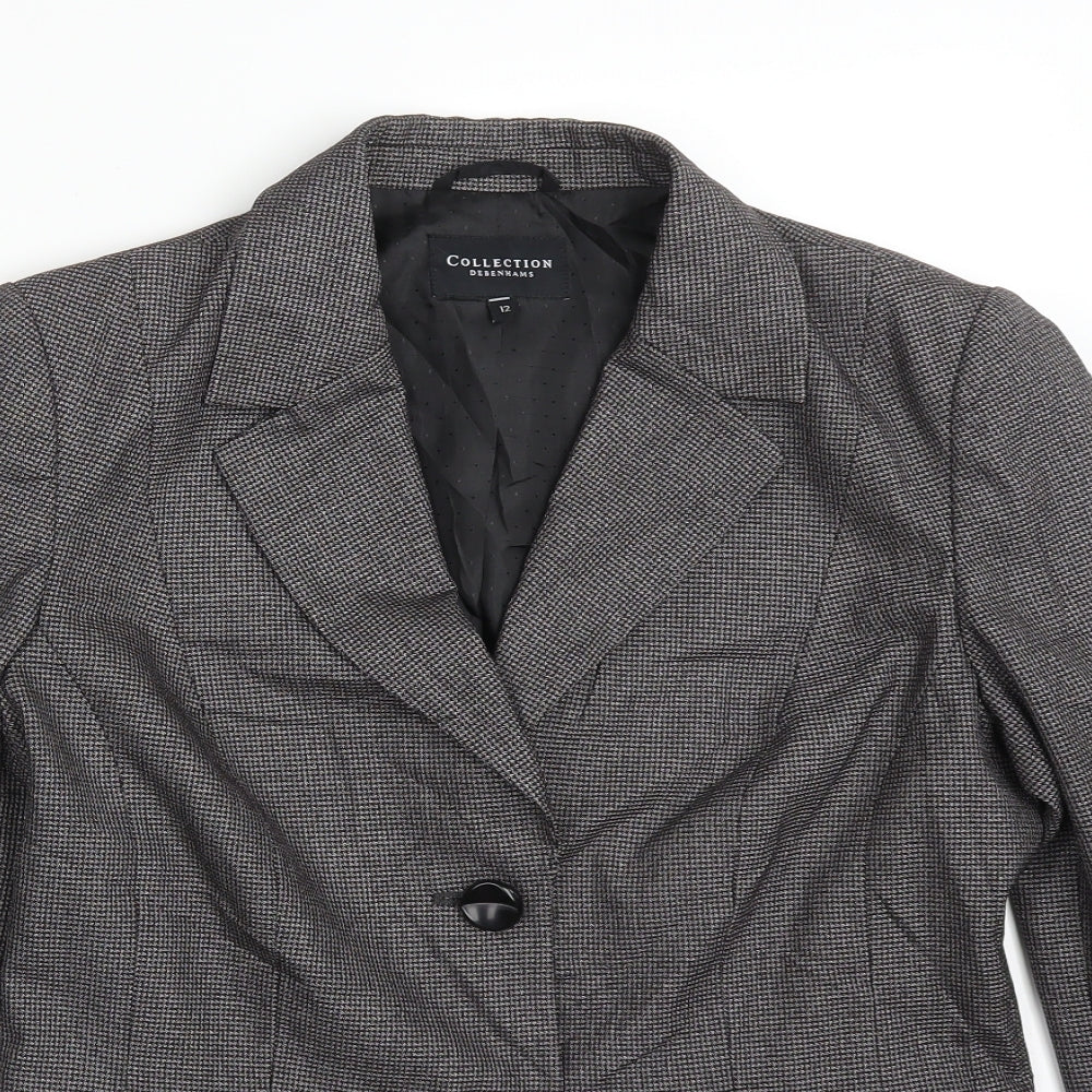 COLLECTION Womens Multicoloured Houndstooth Polyester Jacket Suit Jacket Size 12