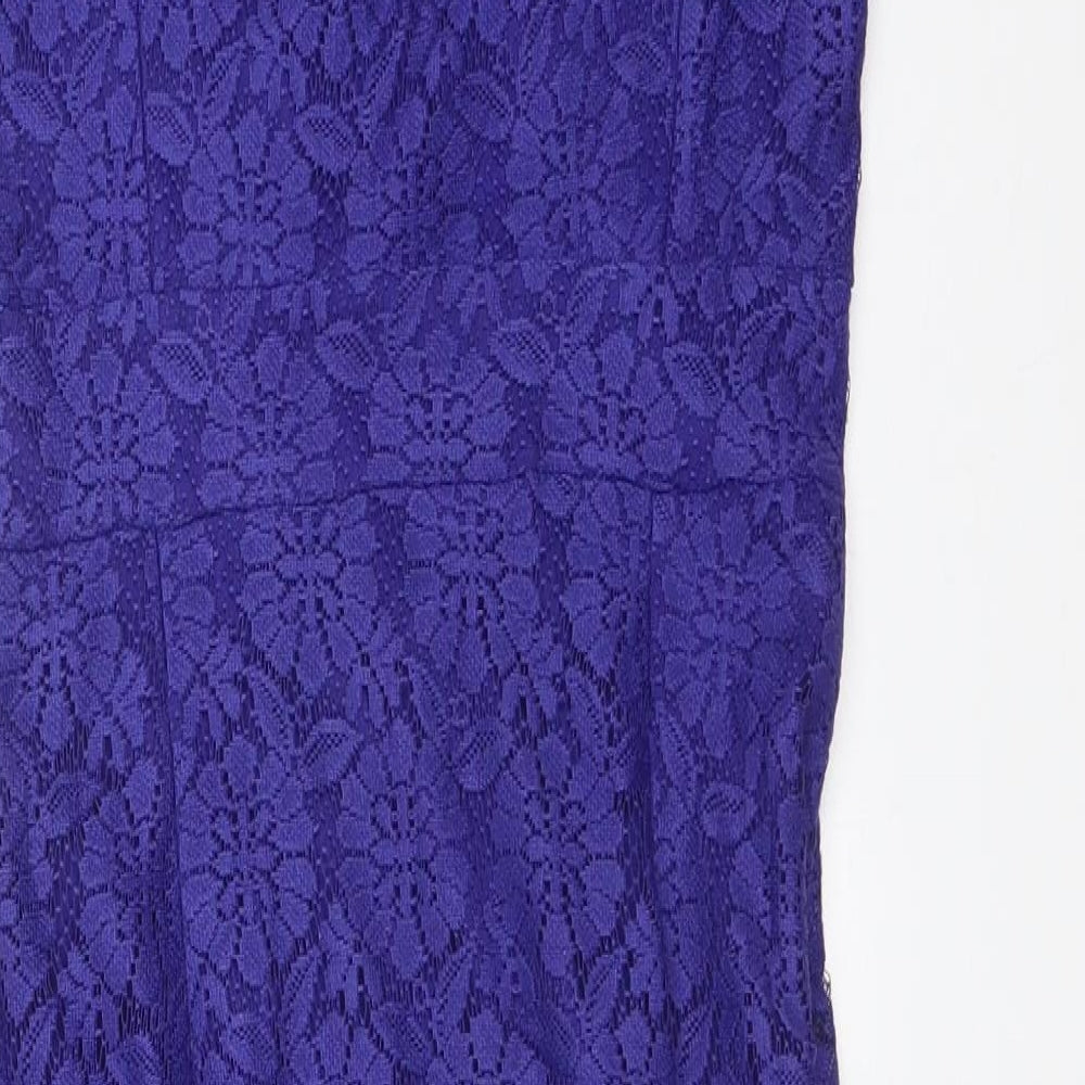 Dorothy Perkins Womens Blue Floral Polyester Bodycon  Size 8 V-Neck