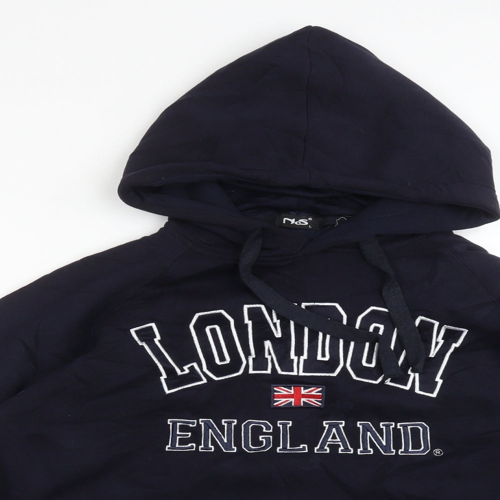 NOS Mens Blue  Cotton Pullover Hoodie Size L   - LONDON