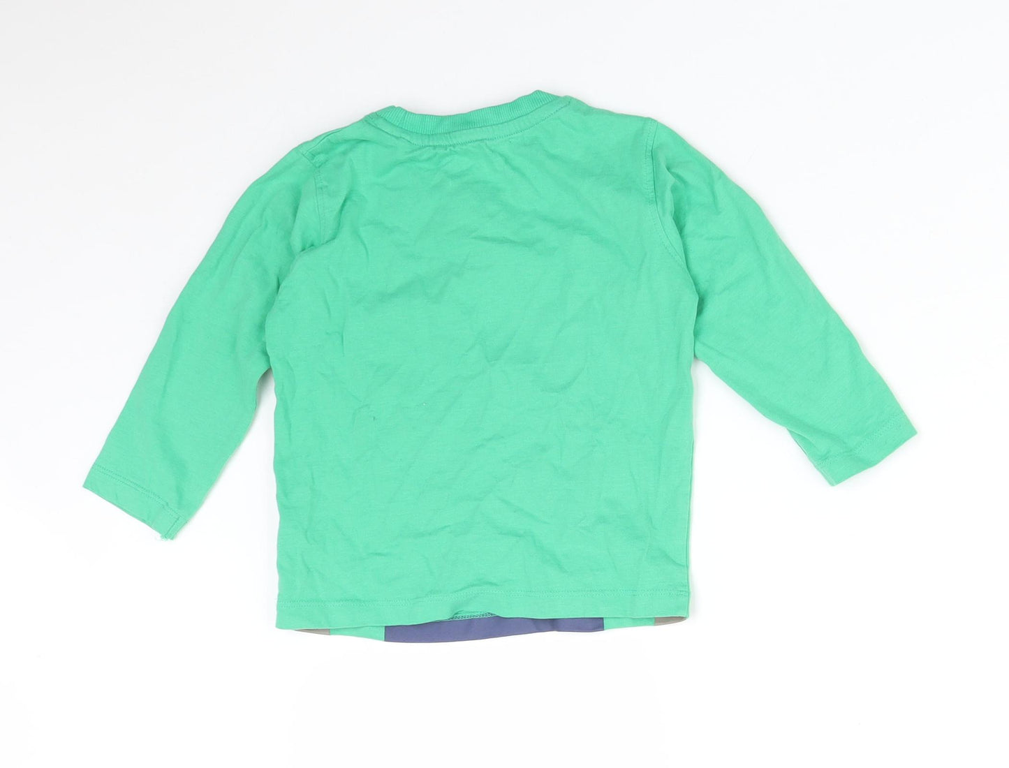 Blue Zoo Boys Green  Cotton Basic T-Shirt Size 2-3 Years Round Neck  - MONKEY