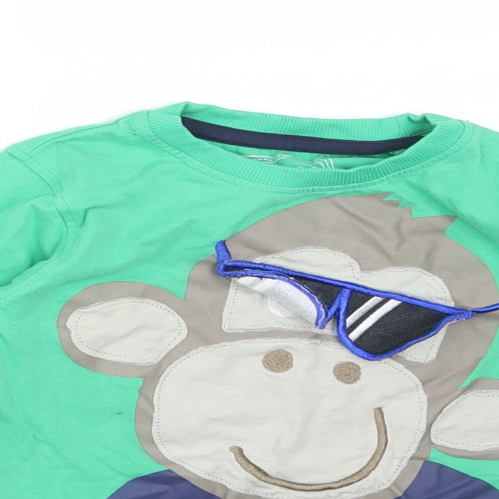 Blue Zoo Boys Green  Cotton Basic T-Shirt Size 2-3 Years Round Neck  - MONKEY