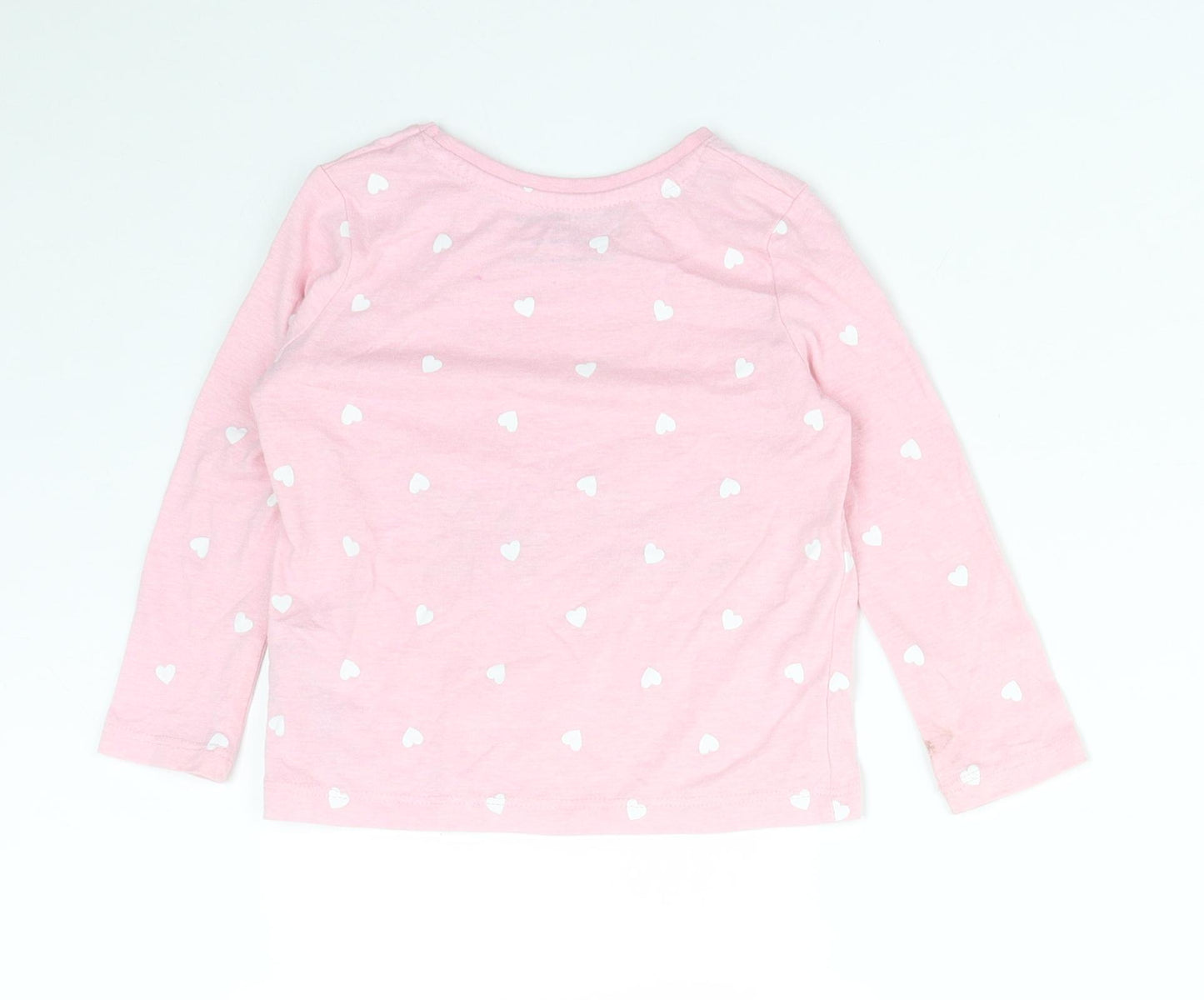 Primark Girls Pink  Cotton Basic T-Shirt Size 18-24 Months Round Neck  - LOVE LOVE LOVE
