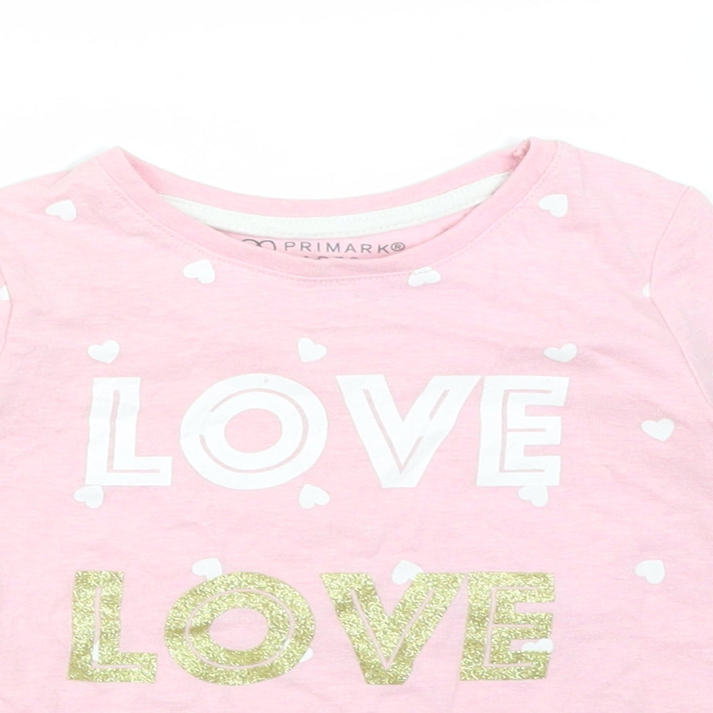 Primark Girls Pink  Cotton Basic T-Shirt Size 18-24 Months Round Neck  - LOVE LOVE LOVE