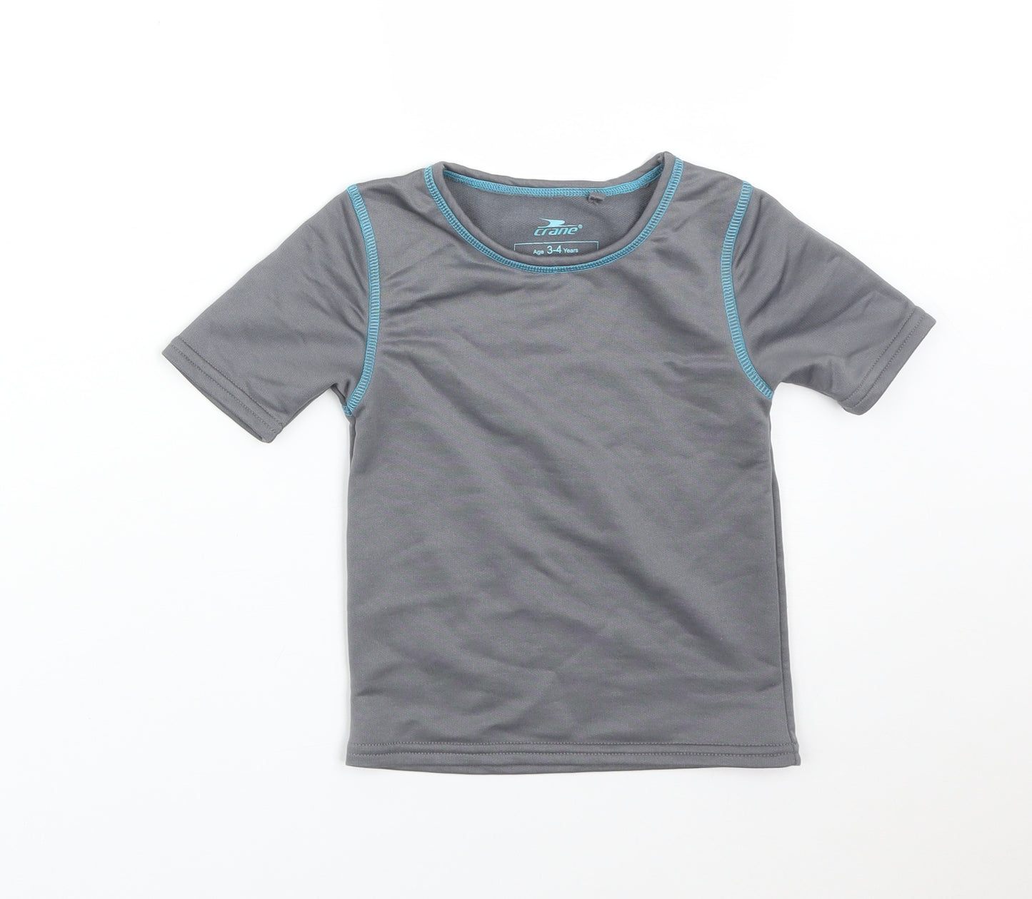 Crane Boys Grey  Polyester Basic T-Shirt Size 3-4 Years Crew Neck