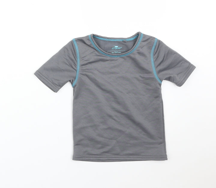 Crane Boys Grey  Polyester Basic T-Shirt Size 3-4 Years Crew Neck