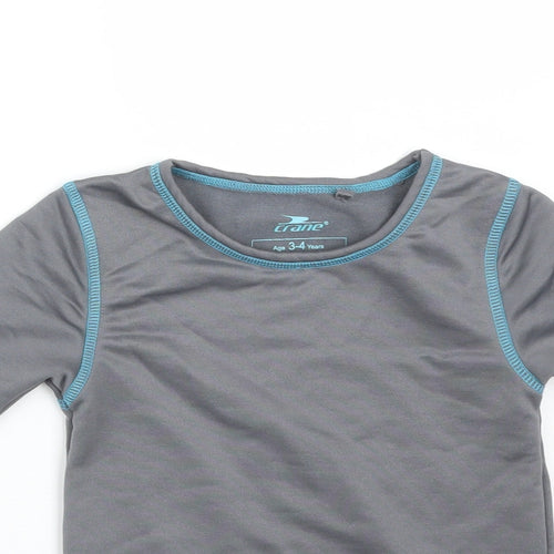 Crane Boys Grey  Polyester Basic T-Shirt Size 3-4 Years Crew Neck